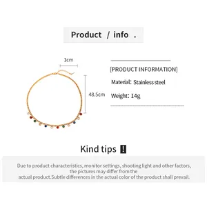 Size chart showing 48.5cm length and 1cm pendant for the stainless steel necklace