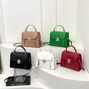 Elegant minimalist women's solid color square handbags in five colors with gold buckles