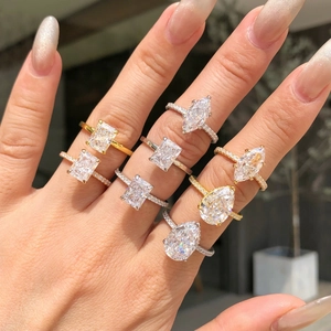 S925 Sterling Silver Ring with Radiant Cut Cubic Zirconia shown on hand model