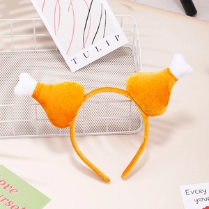 Funny Thanksgiving turkey leg headband with soft plush fabric for party costume decoration