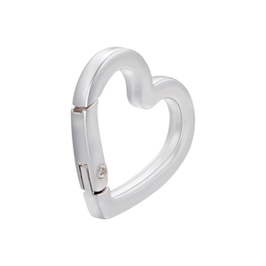 Polished silver heart-shaped spring ring connector for DIY necklaces and jewelry making