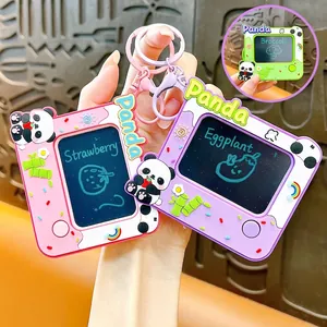 Cartoon Panda Mini Graffiti Bord Sleutelhanger Creatieve ABS Wisbare Tekening Speelgoed Tas Decoratie Charm Cadeau Voor Kinderen