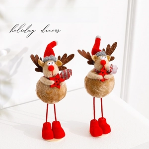 Christmas reindeer decor set with red hats and boots for festive holiday scenes