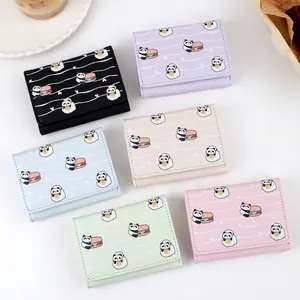 Cute panda cartoon mini purses in 6 pastel colors for women and students