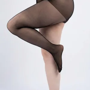 Plus size black sheer pantyhose with high elasticity for curvy women daily wear