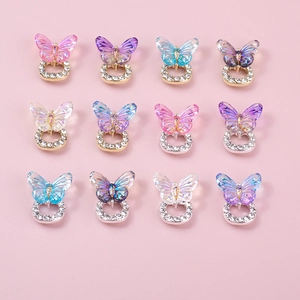 Set of 12 3D resin butterfly nail art charms with rhinestone base in various gradient colors