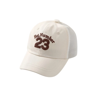 Toddler breathable mesh baseball cap with vintage number 23 embroidery for summer