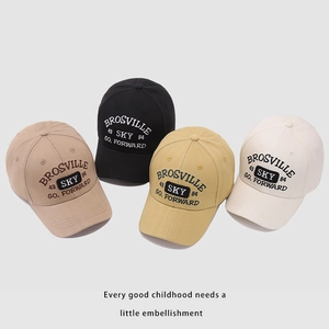 Kids vintage baseball caps with SKY embroidery in khaki, black, yellow and white