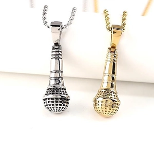 Collier Pendentif Microphone Stéréoscopique En Acier Inoxydable Bijoux Style Hip Hop Rock Punk Pour Hommes Unisexe Chaîne