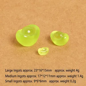 Three-size luminous resin gold ingots set in translucent neon yellow for DIY decor