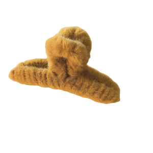 Goldbraune Plüsch-Haarklammer für Damen mit weicher Textur und elegantem Hai-Clip-Design