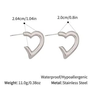 Schema tecnico di orecchini a cuore argento con misure di 2,64 cm e 2,0 cm