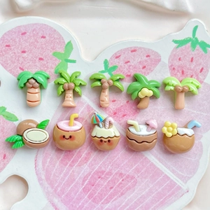 Lot de 10 mini breloques cocotiers et boissons tropicales en résine pour bricolage DIY