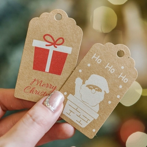 Creative Christmas gift tags with Santa and gift box patterns for festive party decor