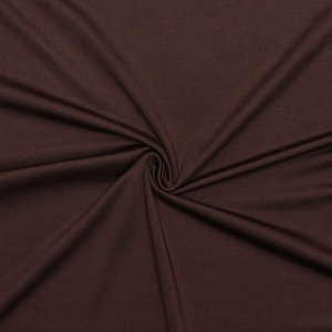 Detailed macro texture of dark brown high-density knitted fabric showing elegant draping