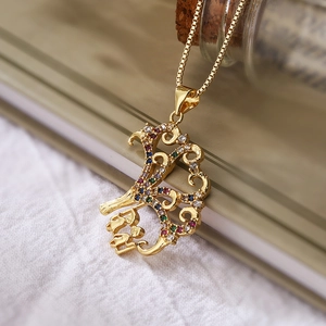 Exquisite gold-plated tree of life necklace with colorful cubic zirconia on box chain