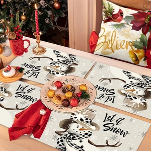Sets de table bonhomme de neige et coussin pour décoration de table de Noël