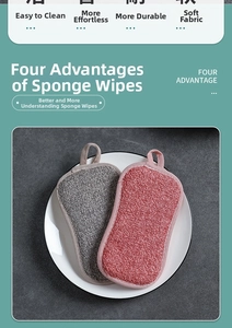 Close-up of dual-sided kitchen sponges with durable fiber mesh and hanging loops