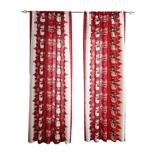 Festive Christmas curtains featuring red and white snowman print with Merry Christmas text