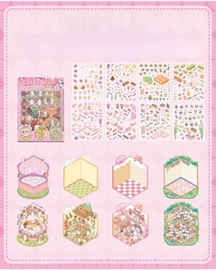 Detailed size and material specs for Sweet Dream 3D scrapbooking PET stickers set