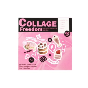 Pink Collage Freedom Deco Sticker Book with 20 sheets for DIY scrapbooking and journaling