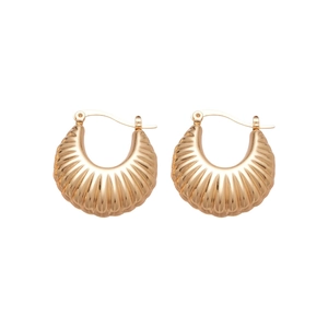 Chic gold-plated hoop earrings with vertical ribbed texture and secure clasp closure