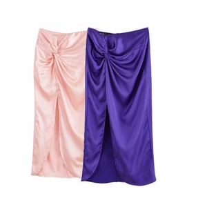 Damen Sommer Halter-Top und Satin-Faltenrock Set in Pink und Lila Farben