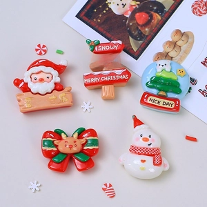 5-piece Christmas resin charms set featuring Santa, tree, and reindeer for DIY crafts