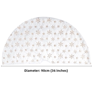 Détail du jupon de sapin de Noël blanc 90cm avec broderies de flocons de neige dorés