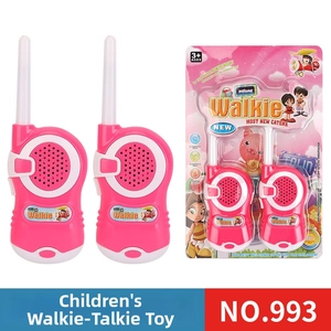 Dual pink children's walkie talkie set with packaging and handheld antennas for kids