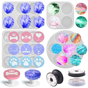 Silikonform Für Handy Halterung Herz Rund Unregelmäßig DIY Harz Epoxy Bastelzubehör Modern Weiß