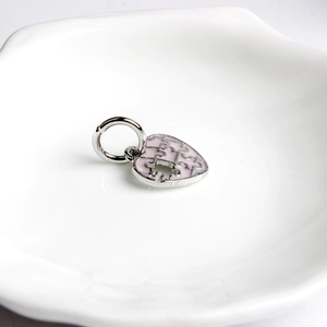 Pink enamel heart puzzle piece pendant charm with silver metal clasp for DIY jewelry