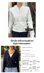 Détails du cardigan à capuche en maille avec fermeture éclair et spécifications du tissu