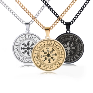 Vintage Wikinger Odin Runen Anhänger Halsketten in Silber, Gold und Schwarz-Finish
