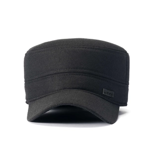 Insulated black cadet hat for men featuring warm fleece lining and sport logo detail