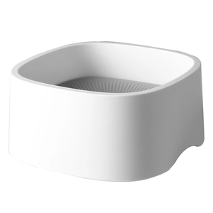 Bol à eau flottant moderne blanc pour animaux avec design anti-dérapant gris