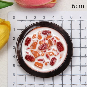 6cm miniature hot pot simulation dessert resin fridge magnet with red dates in a bowl