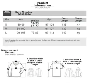 Detailed size chart for the off-shoulder long-sleeved knitted maxi dress with measurements