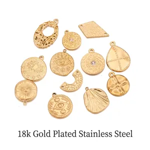 Set of 18K gold plated stainless steel irregular pendants for DIY jewelry making