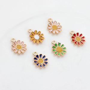 Colorful daisy alloy pendants in six vibrant colors for DIY jewelry making accessories