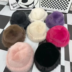 Faux Fur Plush Beret Mongolian Hat Women Winter Warm Thickened Soft Round Top Solid Color Elegant Fashion Headwear