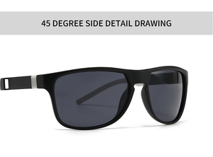Detalle lateral de 45 grados de las clásicas gafas de sol TR en negro mate para hombre