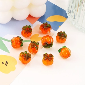 Handmade orange glass pumpkin beads for DIY jewelry making and bracelet crafting