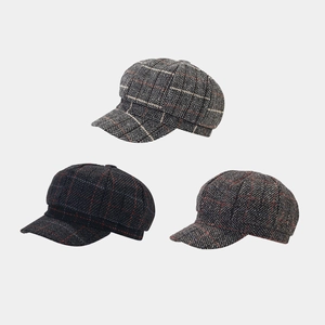 Berretto Newsboy Vintage A Quadri Da Donna Stile Britannico Tweed Cappello Ottagonale Retro Spina Di Pesce Regolabile