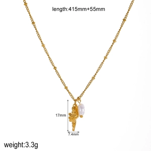 Golden 18k stainless steel shell necklace for women with dimensions and weight specs