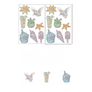 Detailed specifications of suncatcher PVC stickers with rainbow laser holographic effect