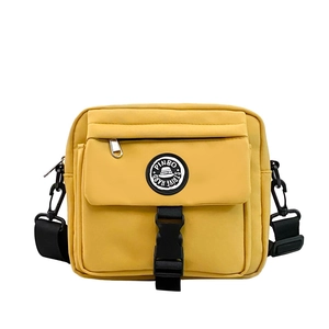 Japanese style yellow utility crossbody bag for men and women with adjustable strap