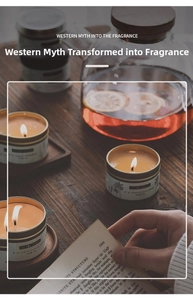 Cozy scene featuring a Secret World 70g White Peach Oolong scented tin candle on a wooden desk