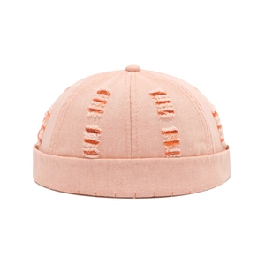 Unisex Melone-Baumwoll-Docker-Hut mit Destroyed-Effekt und Umschlag-Krempe