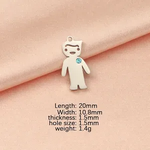 Dimensioni dettagliate con 20mm di altezza e 10,8mm di larghezza per il ciondolo bambina